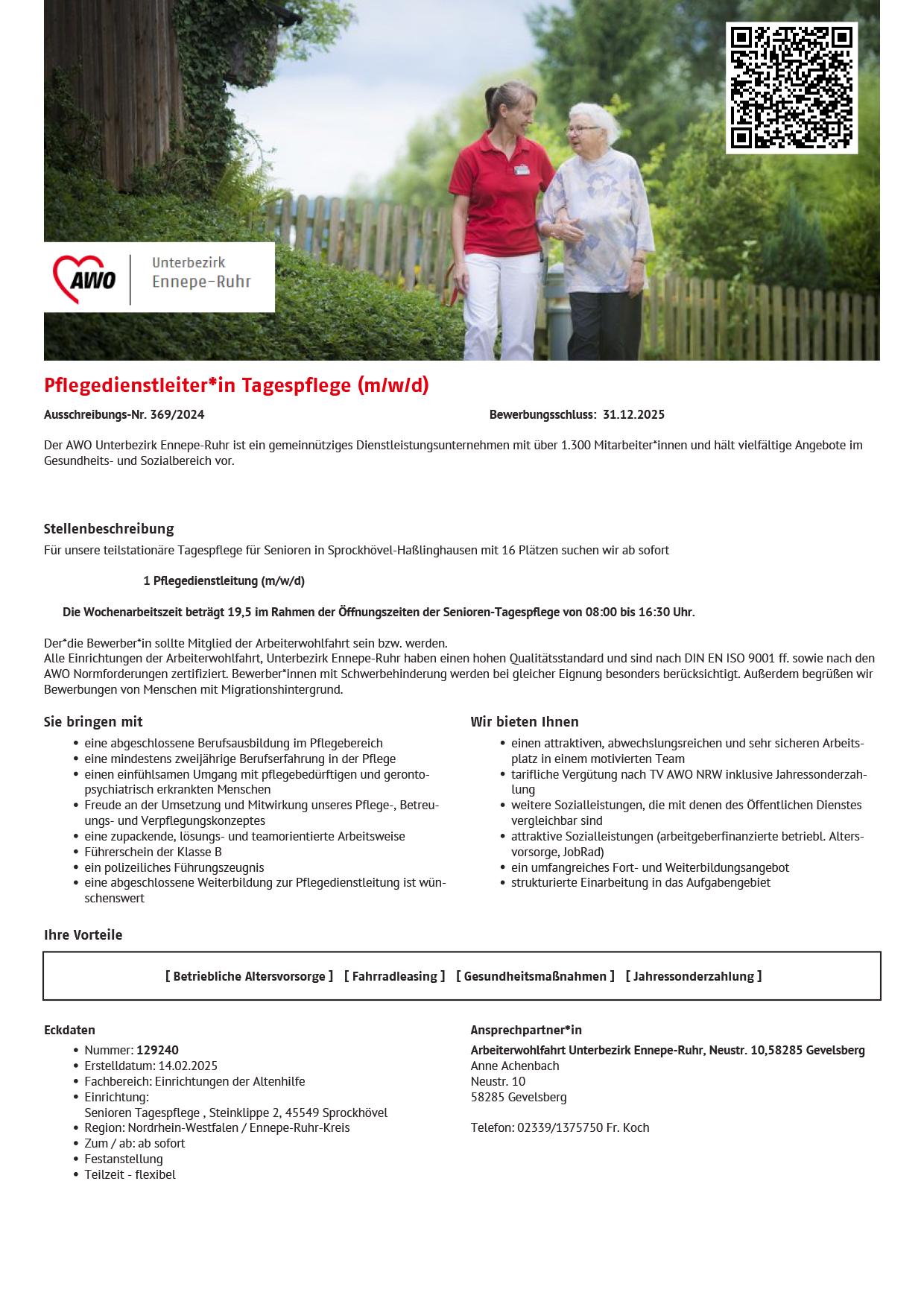 Ausschreibung Pflegedienstleitung