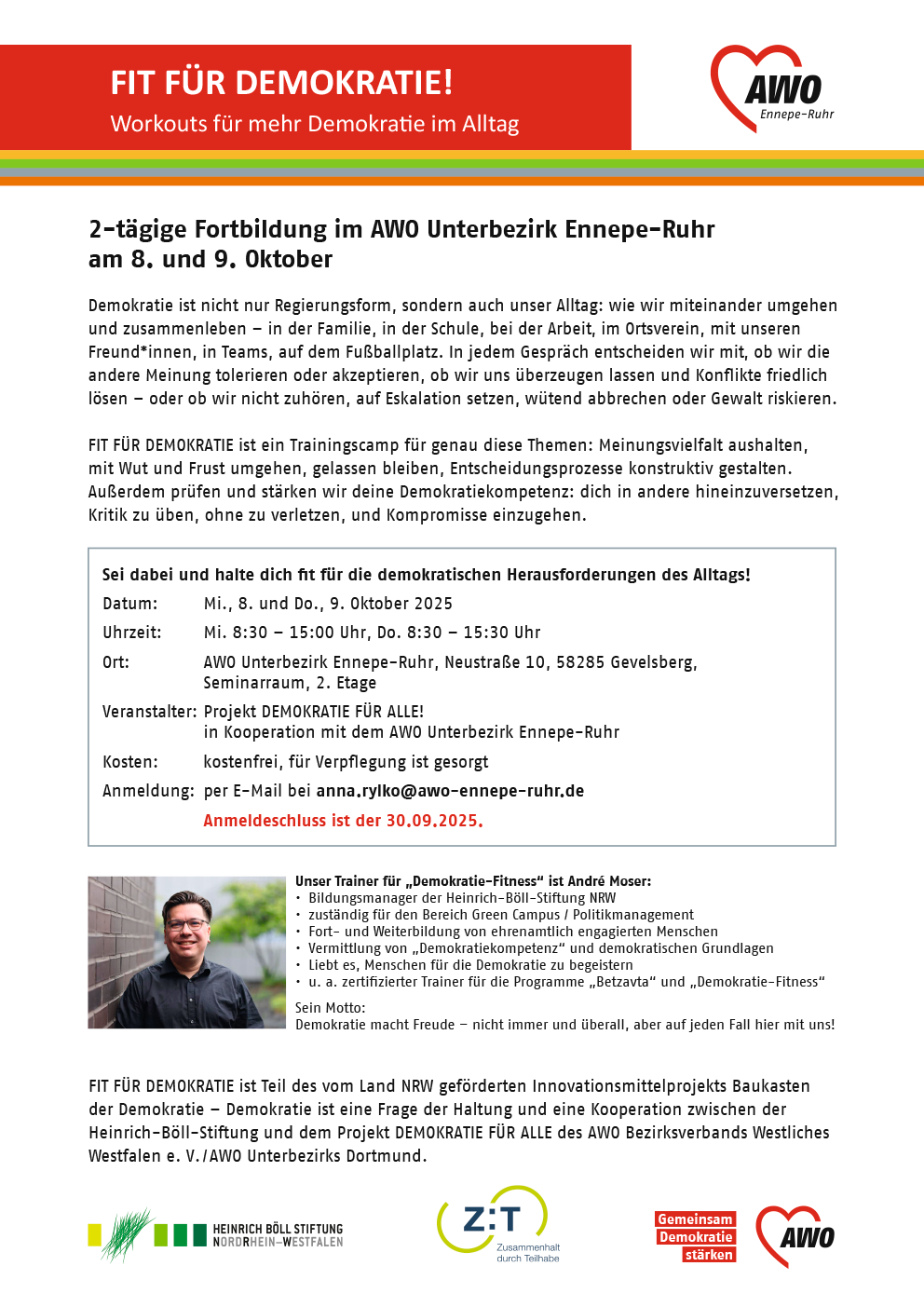 Einladung Veranstaltung FIT FÜR DEMOKRATIE! am 8. und 9. Oktober 2025